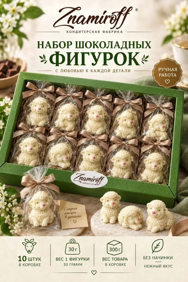  Фигурный шоколад Овечки из белого шоколада(10шт по 30г) в Выборге